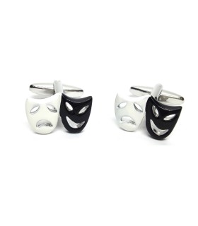 Gemelos para camisa Máscaras de Opera Blanca y Negra