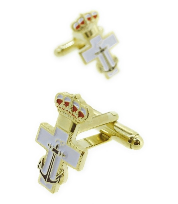 Gemelos para camisa Medalla de la Cruz de Mérito Naval con Distintivo Blanco