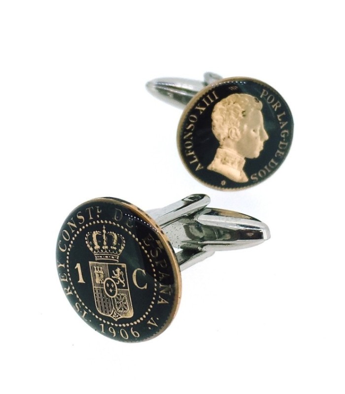 Gemelos Camisa Moneda 1 Centimo Alfonso XIII Año 1906