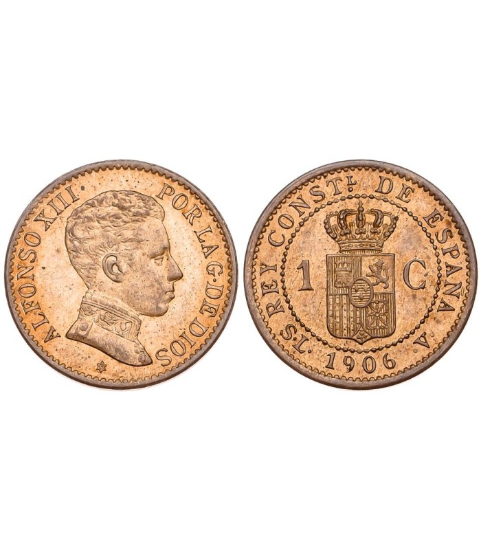 Gemelos Camisa Moneda 1 Centimo Alfonso XIII Año 1906