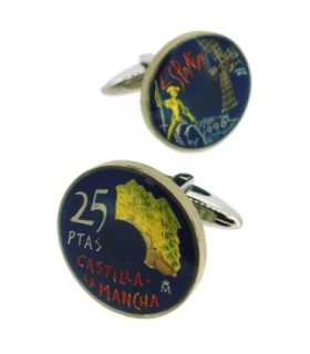 Gemelos Camisa Moneda de 25 Pesetas Homenaje a Castilla La Mancha