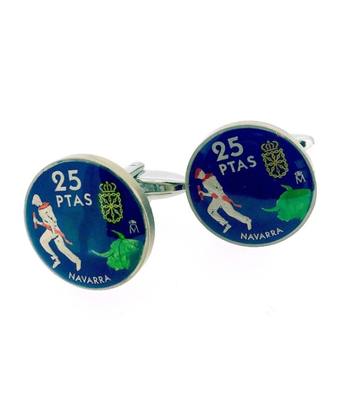 Gemelos Camisa Moneda de 25 Pesetas Homenaje a Navarra