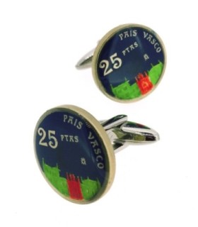 Gemelos Camisa Moneda de 25 Pesetas Homenaje al Pais Vasco