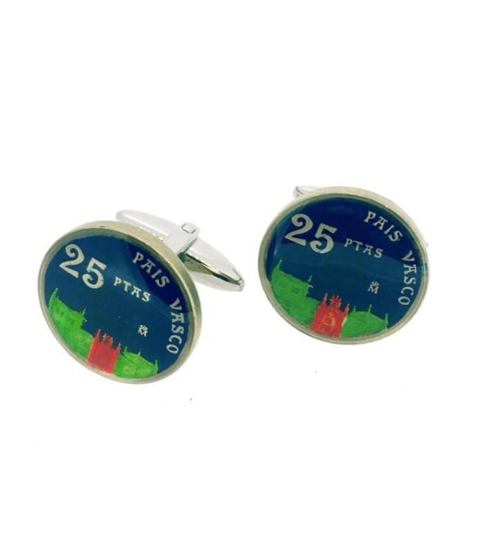 Gemelos Camisa Moneda de 25 Pesetas Homenaje al Pais Vasco
