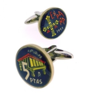 Gemelos Camisa Moneda de 5 Pesetas Homenaje a Asturias