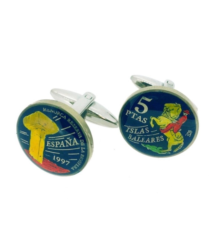 Gemelos Camisa Moneda de 5 Pesetas Homenaje a Islas Baleares