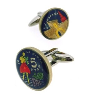 Gemelos Camisa Moneda de 5 Pesetas Homenaje a La Rioja