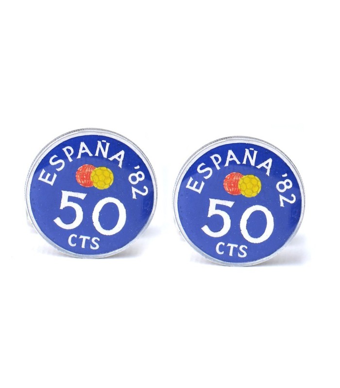 Gemelos Camisa Moneda de 50 Céntimos de peseta Azul Mundial 1982