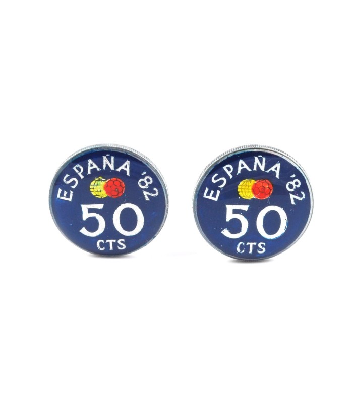 Gemelos Camisa Moneda de 50 Céntimos de peseta Azul Mundial 1982