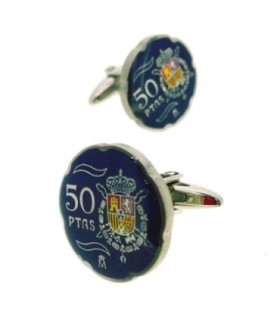 Gemelos Camisa Moneda de 50 Ptas Edición Especial SM Juan Carlos I