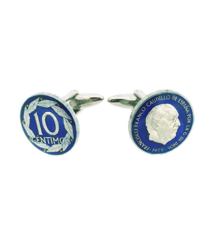 Gemelos Camisa Moneda Original 10 Centimos España 1959