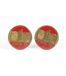 Gemelos Camisa Moneda Peseta Mundial 82 Bandera Española