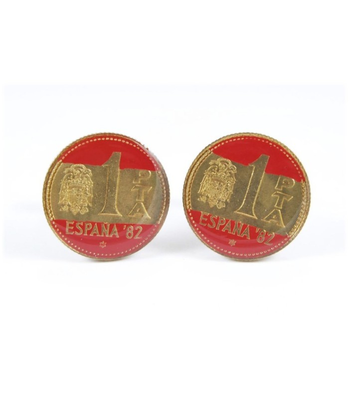 Gemelos Camisa Moneda Peseta Mundial 82 Bandera Española