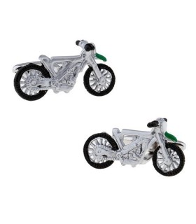 Gemelos para Camisa Moto de Campo Plateada y Verde