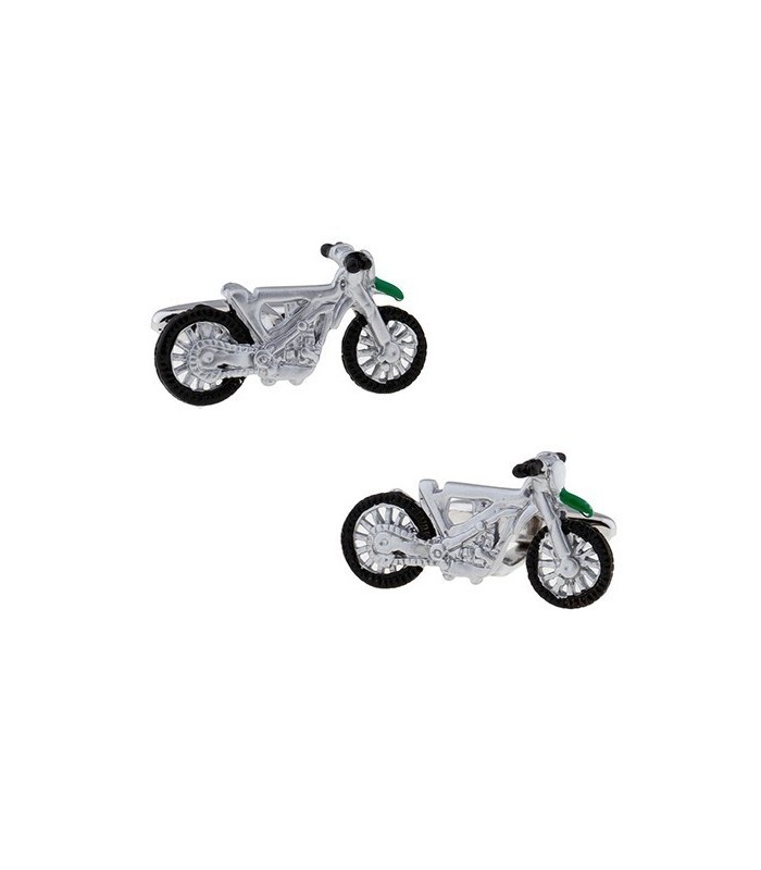 Gemelos para Camisa Moto de Campo Plateada y Verde