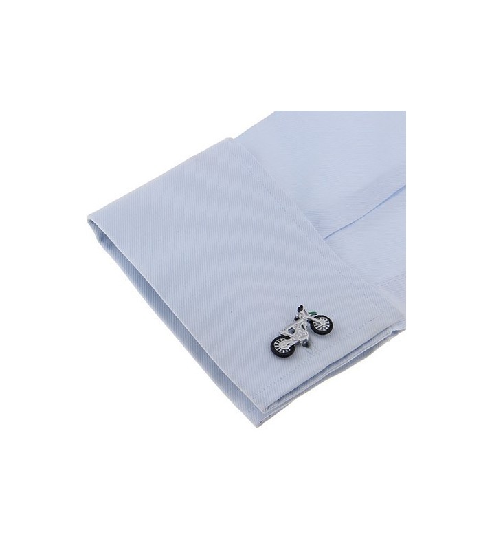 Gemelos para Camisa Moto de Campo Plateada y Verde