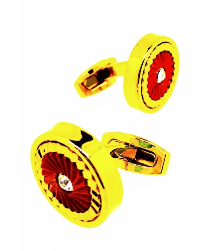 Gemelos para Camisa Nacar, Dorado y Rojo 18mm