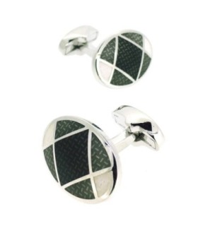 Gemelos para Camisa Oval Gris Blanco y Negro