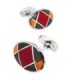Gemelos para Camisa Oval Negro Amarillo y Rojo