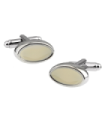 Gemelos para Camisa Oval Plateado y Blanco