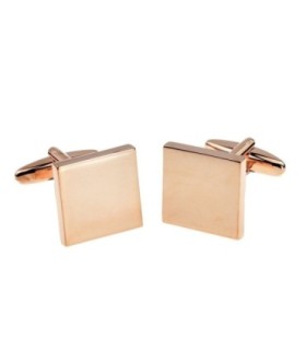 Gemelos para Camisa para grabar de Acero Cuadrados Baño Oro Rosé