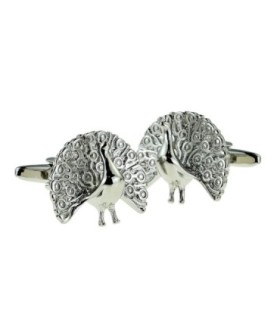 Gemelos para camisa Pavo Real 3D Plateado