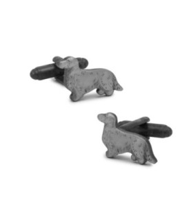 Gemelos para Camisa Perro raza Collie plateado 18x15mm