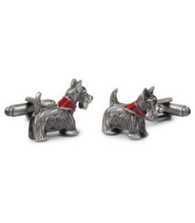 Gemelos para Camisa Perro Terrier Acero Perrito 25x15 mm