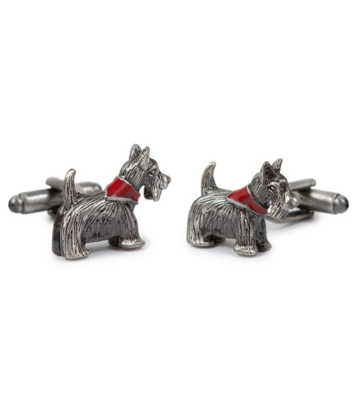 Gemelos para Camisa Perro Terrier Acero Perrito 25x15 mm