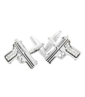 Gemelos para camisa Pistola Revolver Cristal