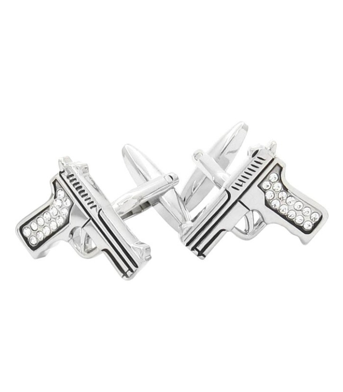 Gemelos para camisa Pistola Revolver Cristal