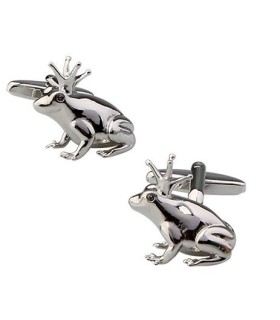 Gemelos para camisa Rana con Corona Plateada