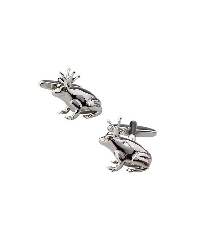 Gemelos para camisa Rana con Corona Plateada