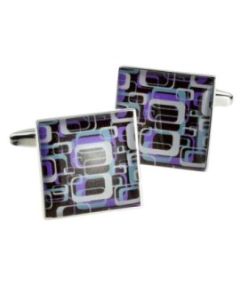 Gemelos para camisa Rectangulares Círculos Retro