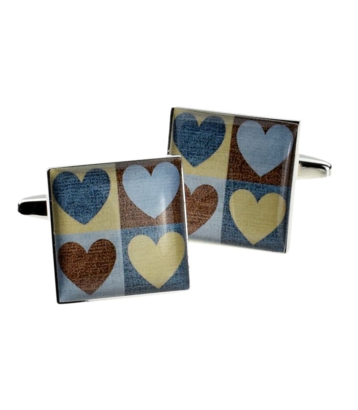 Gemelos para camisa Rectangulares Corazones Retro