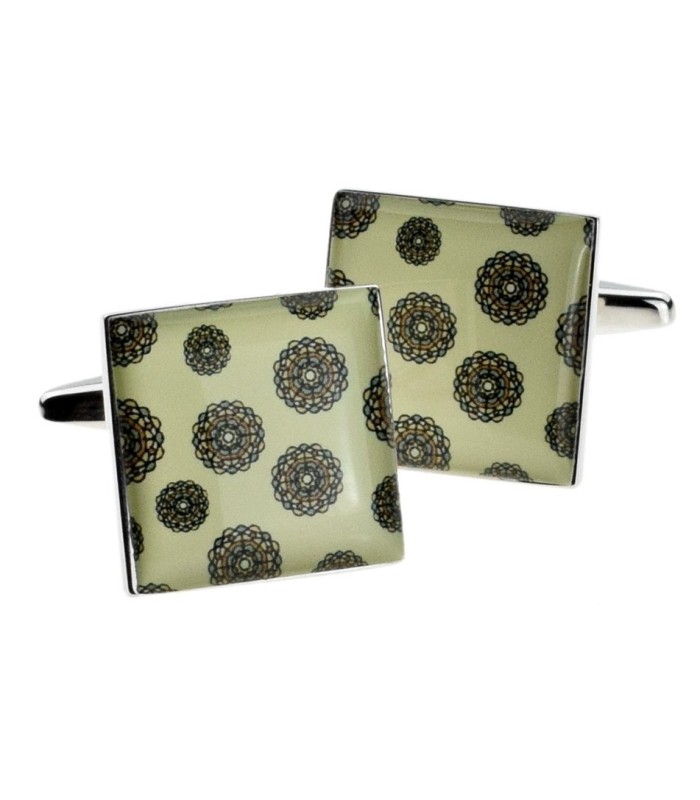 Gemelos para camisa Rectangulares Flores Retro