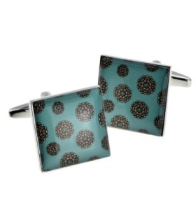 Gemelos para camisa Rectangulares Flores Retro Modelo 2