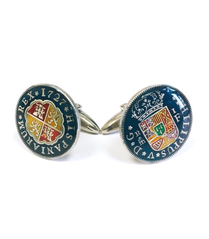 Gemelos Replica Moneda 1 Real Español Felipe V 1727