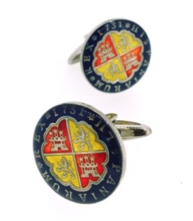 Gemelos Replica Moneda 1 Real Español Felipe V 1727 Escudo Anverso