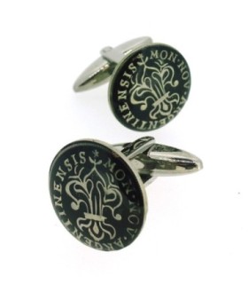 Gemelos Replica Moneda 1 Sol Francia Louis XIV Año 1682 Negro Anverso Flor de Lis