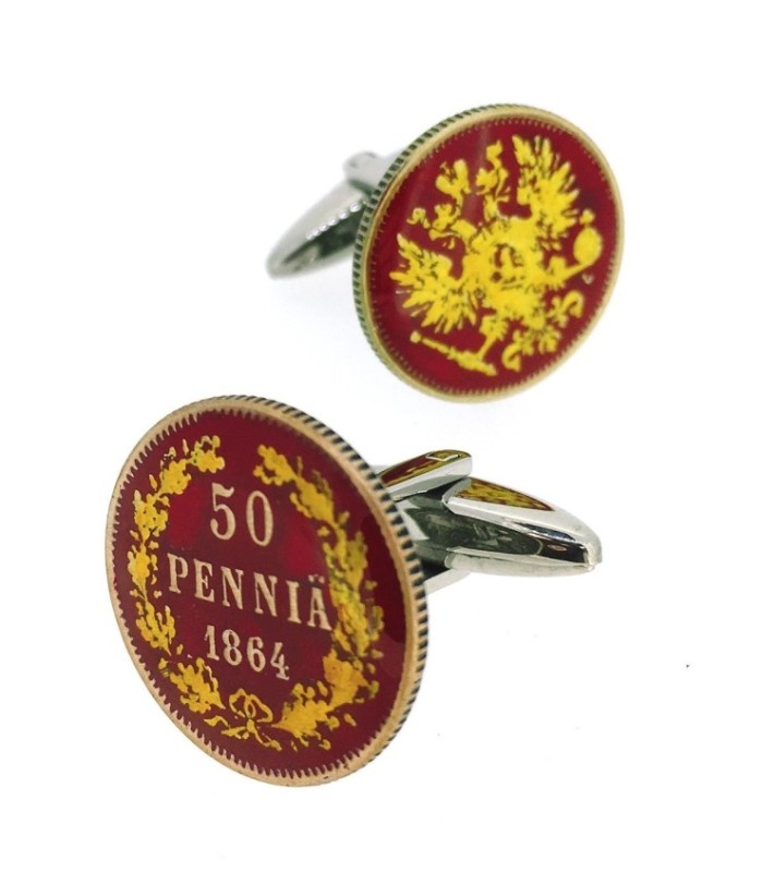 Gemelos Replica Moneda 50 Pennia Finlandia 1864