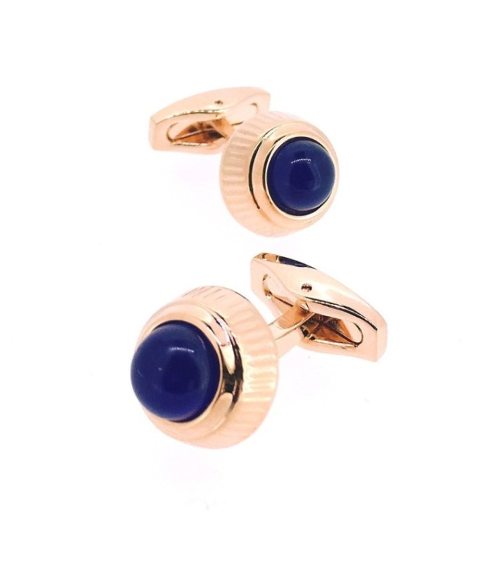 Gemelos para Camisa Round Rose Gold Lapiszuli