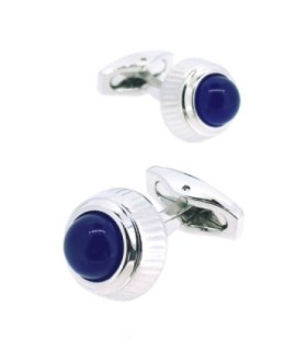 Gemelos para Camisa Round Steel Lapiszuli