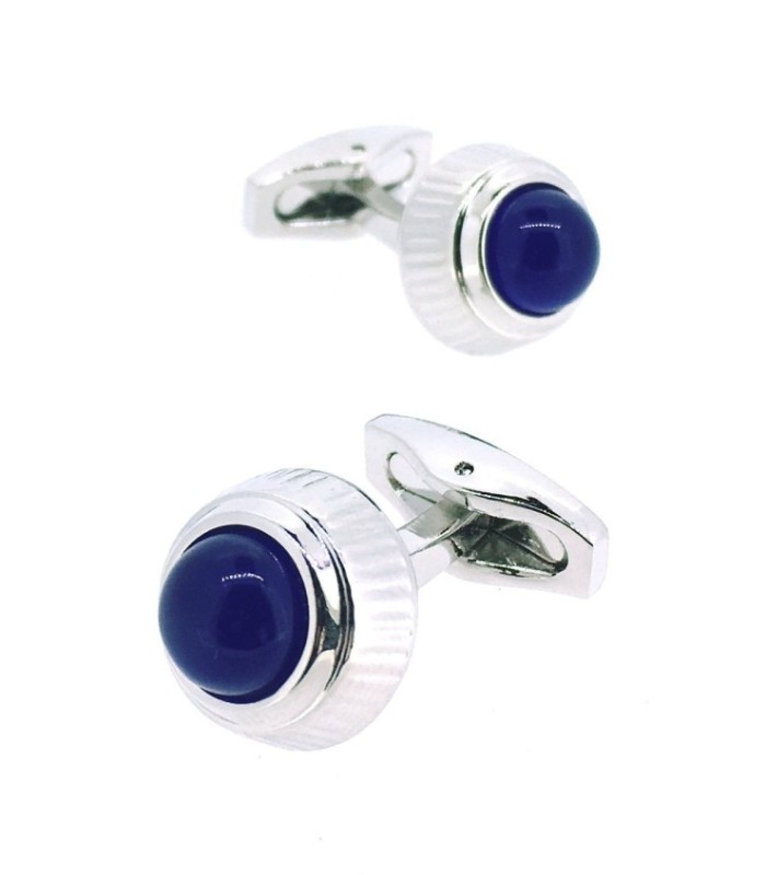 Gemelos para Camisa Round Steel Lapiszuli