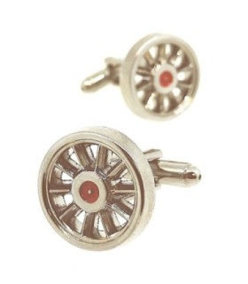 Gemelos para Camisa Rueda de Ferrocarril Acero y Rojo