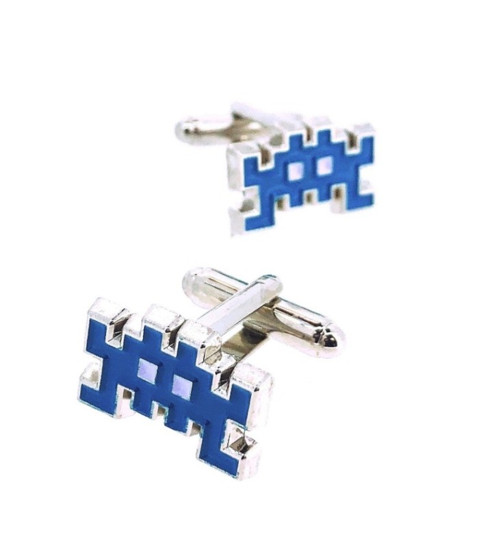 Gemelos para Camisa Space Invaders 8 bits Blue