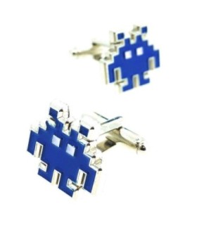 Gemelos para Camisa Space Invaders 8 bits Navy