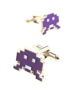 Gemelos para Camisa Space Invaders 8 bits Purple