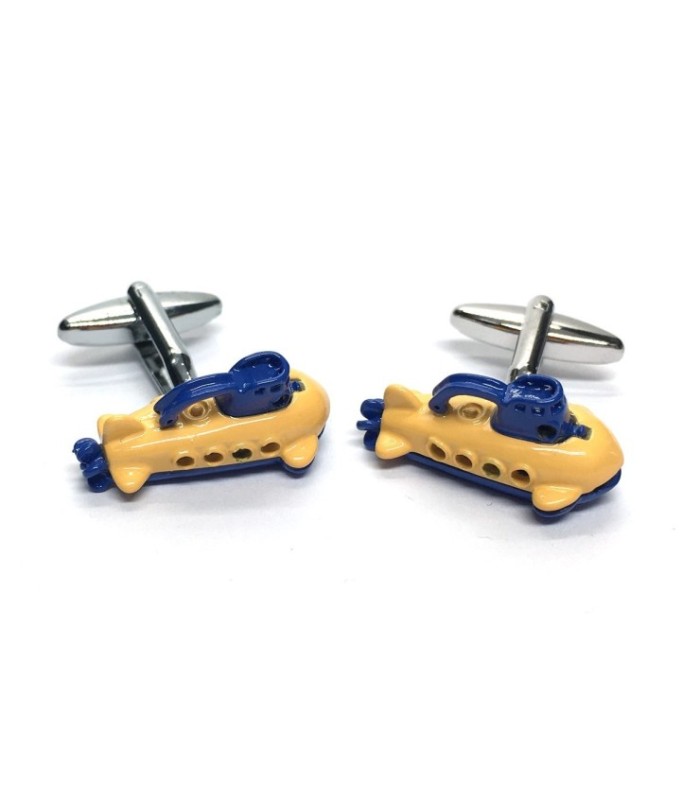 Gemelos para Camisa Submarino Amarillo y Azul 3D