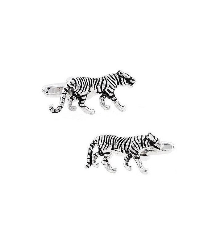 Gemelos para camisa Tigre acero y negro